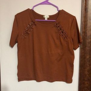 Burnt orange lace blouse